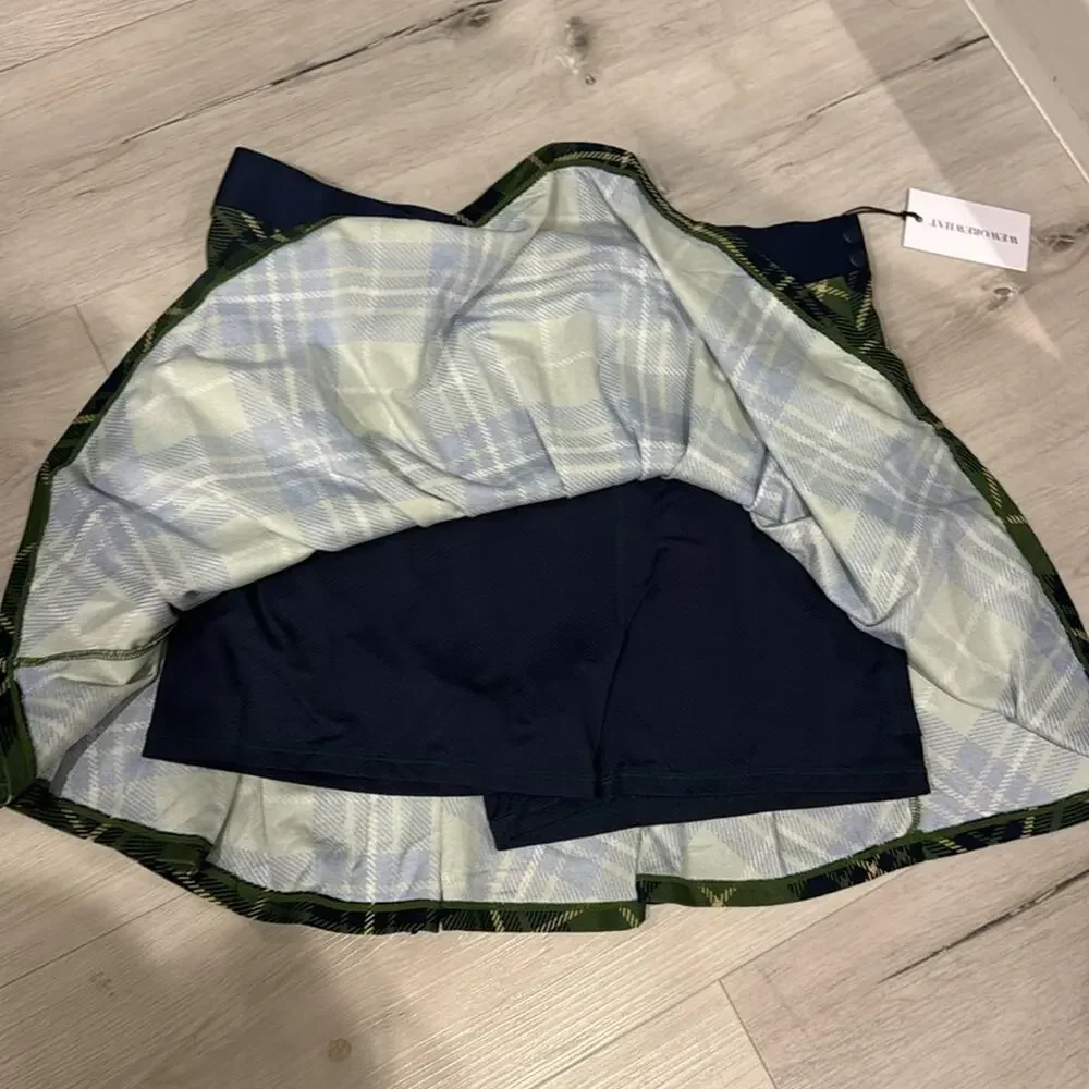 Weworewhat Revolve NWT Plaid Court Green Tennis Skort.